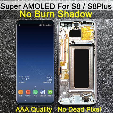 AAA ORIGINAL SUPER AMOLED S8 LCD with frame for SAMSUNG Galaxy S8 G950 G950F Display S8 Plus G955 G955F Touch Screen Digitizer ► Photo 1/6