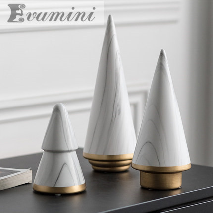 Marble Pattern Ceramic Christmas Tree Arts Decoration Indoor Desktop Crafts Geometric Set Living Room Decoration Wedding Gifts ► Photo 1/5