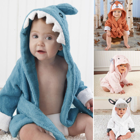 Cartoon Animals Baby Newborn Bath Towel Hood Girls Boys Bathrobe Kids Soft Towels Robe Baby Receiving Blanket ► Photo 1/6