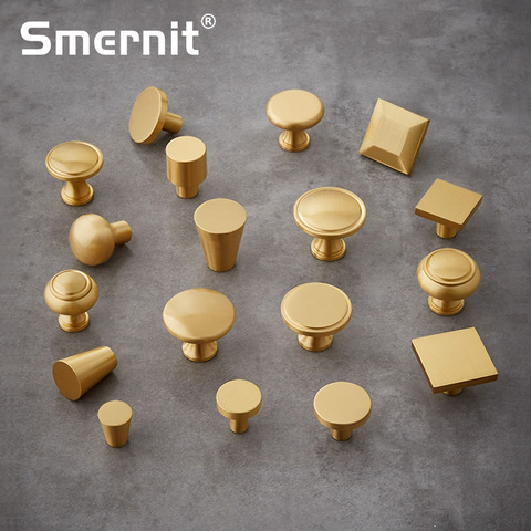 Brass Door Knobs and Handles for Cabinet Kitchen Cupboard l Simple Nordic Furniture Handles Copper Drawer Pulls Round ► Photo 1/6