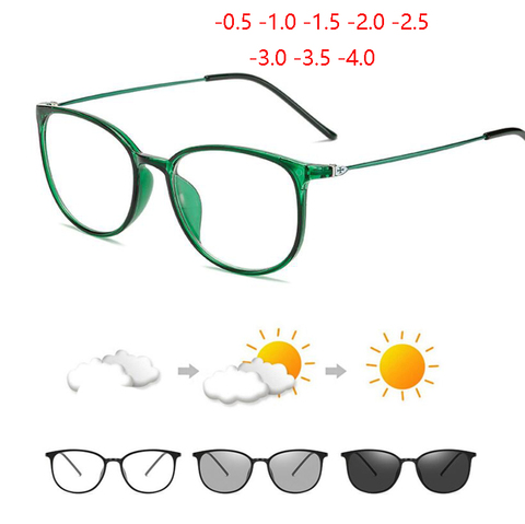 Sun Photochromic Glasses Frame Women TR90 Student Myopia Lens  Cat Eye Prescription Eyeglasses Men 0 -0.5-0.75 -1.0 To -6.0 ► Photo 1/6