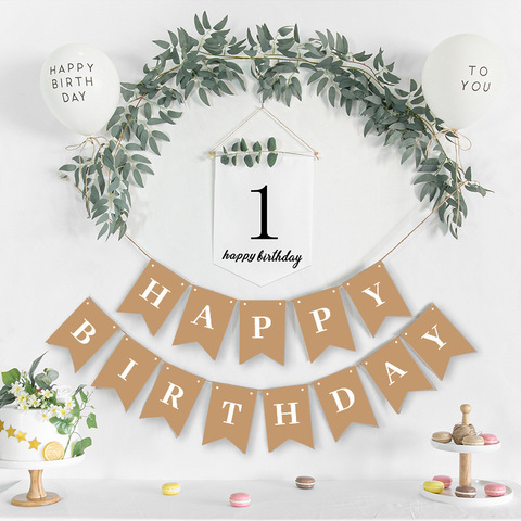 Happy Birthday Decoration 1-9th Happy Birthday Banner Balloons Flag Bunting First Birthday Decor Boy Girl Baby Shower Supplies ► Photo 1/6