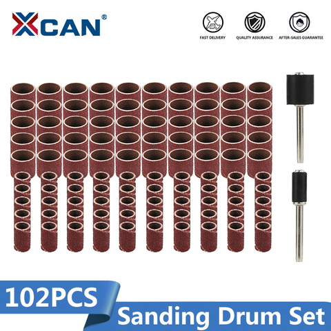 XCAN 80# Sanding Bands 102pcs/Set 1/4 1/2 Inch Sanding Drum Set With 3.175mm Shank Mandrels For Dremel Tools Accessories ► Photo 1/6