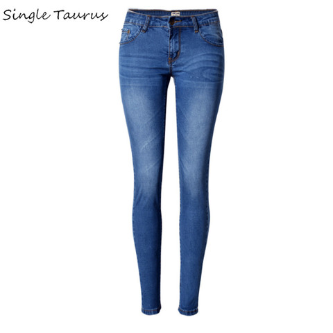 2022 New Low Waist Elasticity Skinny Jeans Femme Vintage Bleached Plus Size Push Up Jean Women Fashion Cotton Blue Pencil Demin ► Photo 1/6