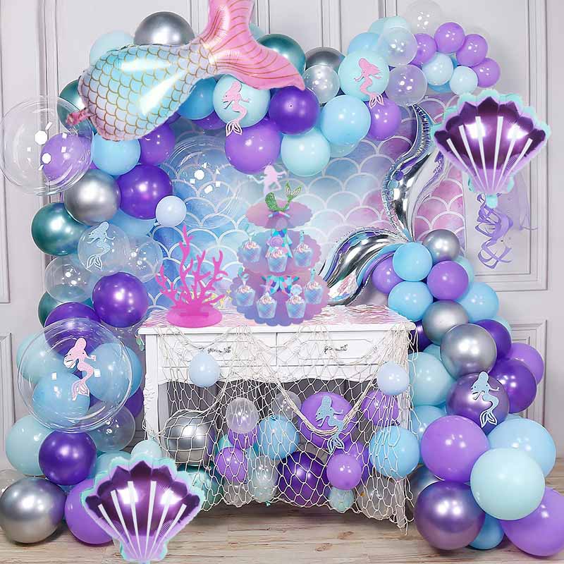 Shell Mermaid Balloon Under the Sea Party Decorations for Birthday Baby Shower