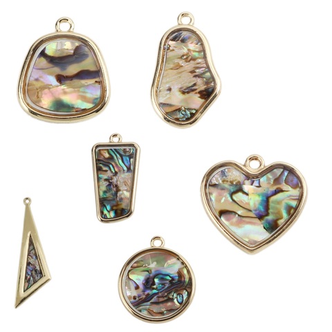 Natural Abalone Shell Charms Irregular Pendants Gold Color Multicolor Crack 21*18mm For DIY Earrings Jewelry Making,2 PCs ► Photo 1/6