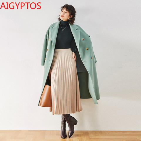 AIGYPTOS  2022 new loose, thin and long casual style double-sided cashmere woolen coat Women's trench coat wool coat ► Photo 1/5