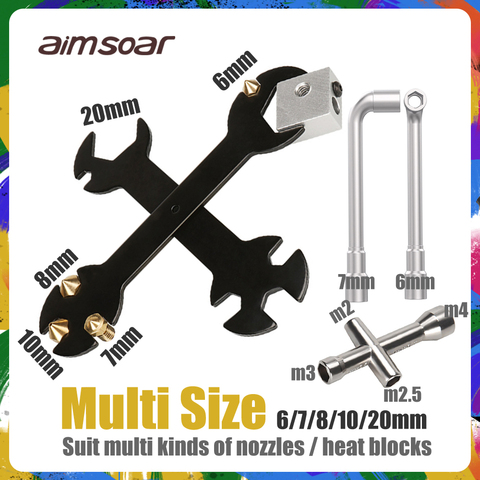 2PCS 6mm 7mm L-shaped Wrench tool For Fixed Mk8 E3d Brass Nozzle For 3D Printer Accessories ► Photo 1/6