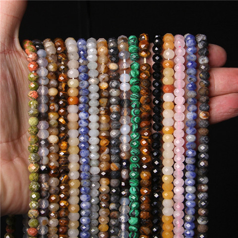 4x6MM Classic Rondelle Faceted Stone Beads Natural Labradorite Charms Spacer Bead For Jewelry Making Necklace Bracelet DIY 7.5