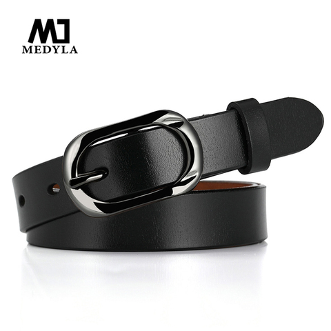 medyla Woman's Leather belt Genuine quality ladies fashion metal black buckle belt jeans wild luxury brand the women belt ► Photo 1/6