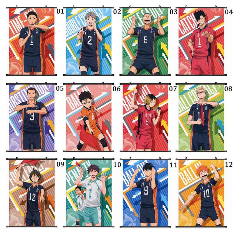 Buy Online Anime Haikyuu Wall Scroll Poster Manga Figures Hinata Shoyo Tobio Kageyama Hanging Paintings x30cm Home Decoration Alitools