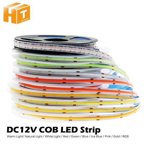 DC12V 384 LEDs COB LED Strip 630LEDs RGB Flexible COB LED Lights Red / Greeen / Blue / Ice Blue / Pink / Gold LED Tape 5m/Lot ► Photo 1/6