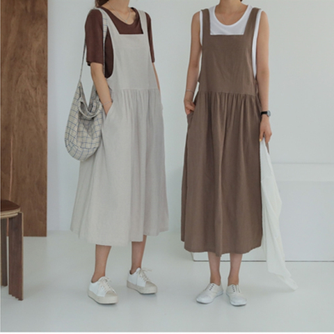 2022 New Summer Dress Women Dress Plus Size XL- 5XL Cotton Linen Ladies Tank Vestidos  Sleeveless Brand Robe Pockets Clothes ► Photo 1/6