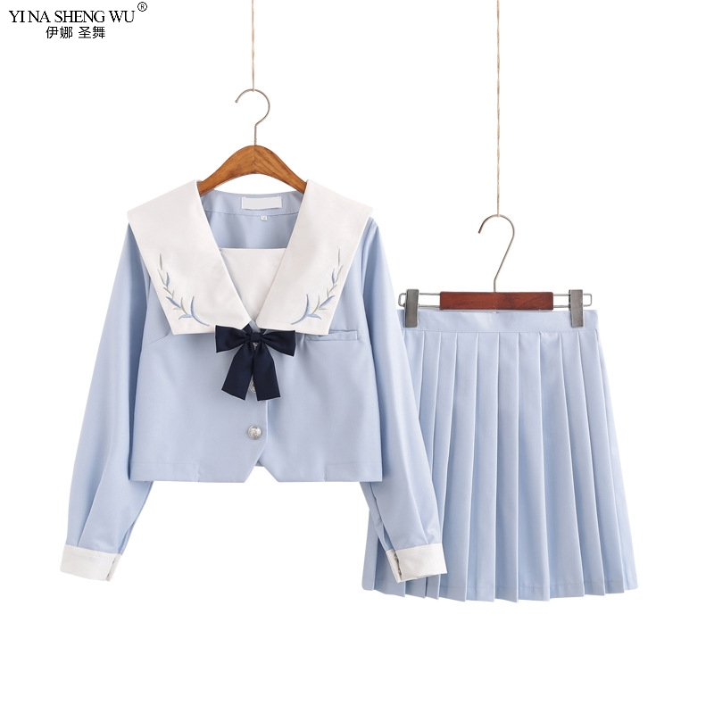 Japanese School JK Uniform Long Short Sleeve Shirt Pleated Skirt Suits ...
