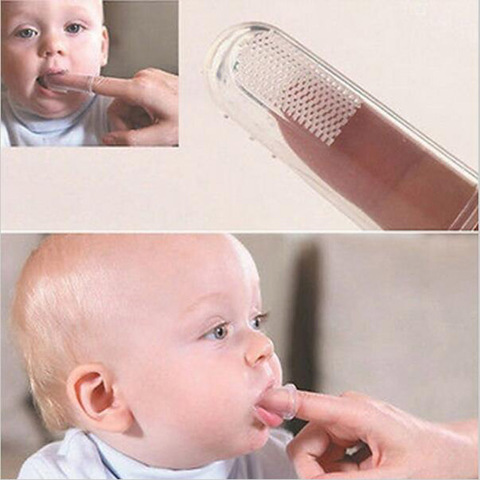 Baby Training Toothbrush Toddler Clean Teeth Gum Brush Kids Finger Toothbrush Infant Soft Silicone Toothbrush Thimble Brush ► Photo 1/6