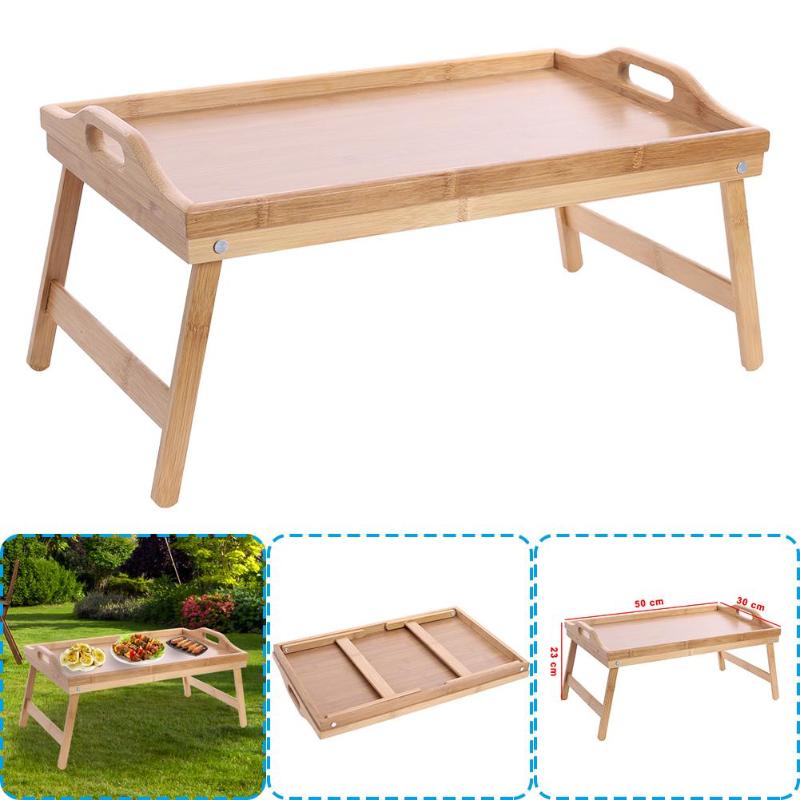 Foldable Bamboo Wood Bed Tray Breakfast, Wooden Bed Tray Table