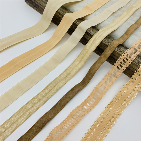 10/15/20/25mm 5yards Khaki Elastic Ribbon Fold Over Spandex Elastic Band For Sewing Lace Trim Waist Band Garment Accessory ► Photo 1/6