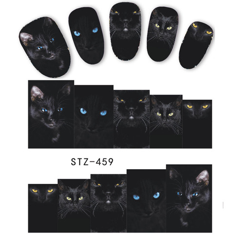 1 Sheet Animal Black Cat Designs Nail Art Stickers Water Transfer Nail Tips Decal DIY Accessory Beauty Nail Decorations LASTZ459 ► Photo 1/6