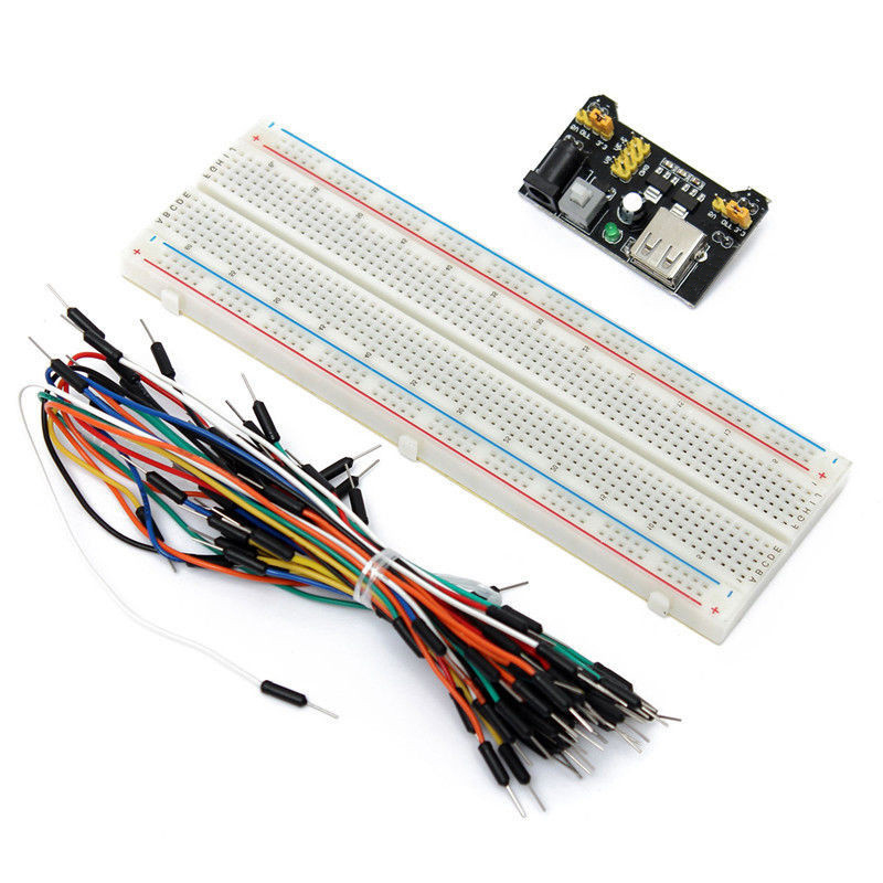 MB102 Power Supply Module 3.3V 5V+Breadboard Board 830 Point+65PCS Jumper cables 
