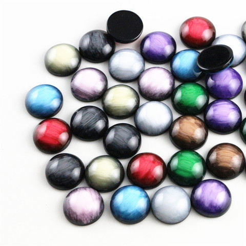 New Fashion 40pcs 12mm Mix Colors Stylish Color Brushed Style Flat back Resin Cabochons Cameo ► Photo 1/6