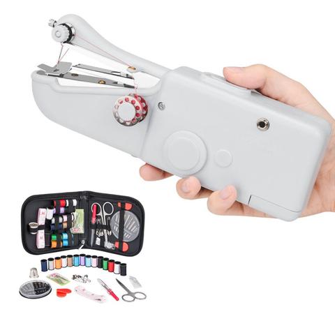 Portable Household Mini Hand Sewing Machine Quick Stitch Sew Needlework  Cordless Clothes Fabrics Electronic Sewing Machine 