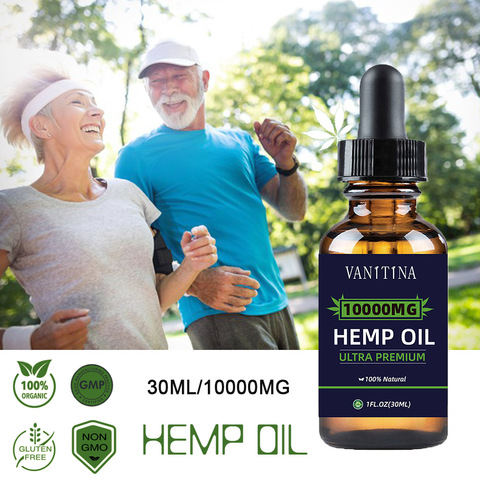 30ML 100% Natural 10000mg HEMP OIL Extract from Hemp flower and seeds with CBD inside effective for Relief pain stop insomnia ► Photo 1/6