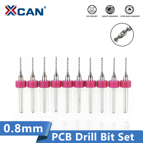 XCAN 0.8mm 10pcs/lot Carbide Micro Drill Bits CNC PCB Drill Bit Set ► Photo 1/6