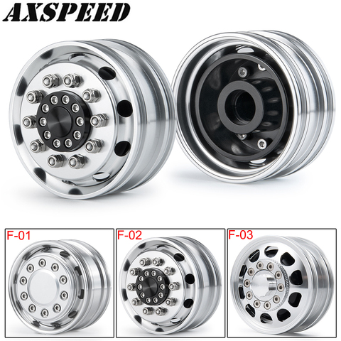 AXSPEED Tamiya Front Wheel Hub CNC Metal Wheel Rim 10 Spoke for 1:14 Tamiya Trailer Tractor Truck RC Crawler Car Parts ► Photo 1/6