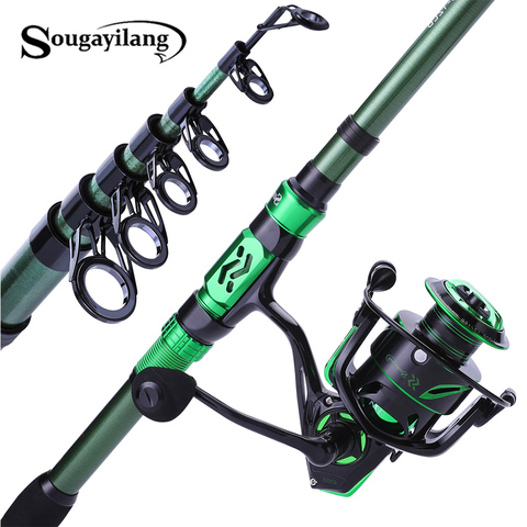 Sougayilang1.8-2.4m Carbon Telescopic Carp Fishing Rod Sets UltraLight Fishing Rod with12+1BB Spinning Fishing Reel Set ► Photo 1/6