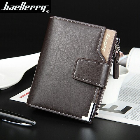 New Korean Casual Men's Wallet Short Vertical Locomotive British Casual Multi-function Card Bag Zipper Buckle Triangle Folding ► Photo 1/6