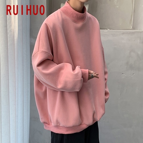 RUIHUO Stand Collar Sweatshirt Men Clothing Japanese Streetwear Mens Clothes Hip Hop Pullover Men Sweatshirts Tops M-5XL 2022 ► Photo 1/6