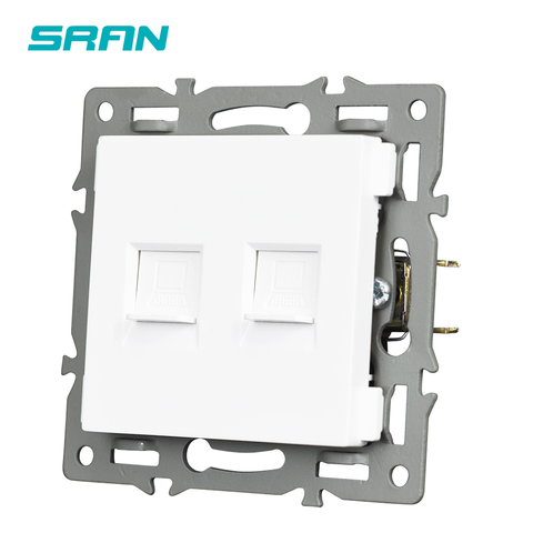 SRAN 45mm*45mm 2 RJ45 socket module with iron plate and iron claw suitable for SRAN F series 82mm panels Dual internet interface ► Photo 1/4