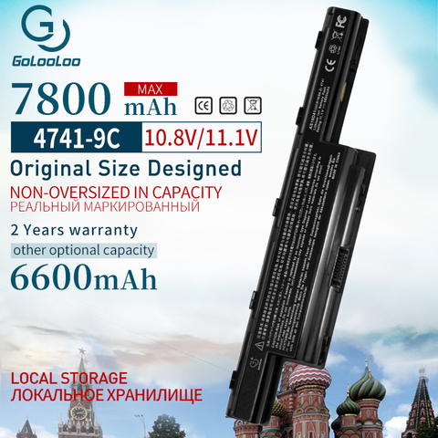Golooloo 9 cells laptop Battery for Acer Aspire AS10D75 571G AS10D71  AS10D31 5551 4741 5552G 5551G 5560G 5733Z 5741 5741G 7551 ► Photo 1/5