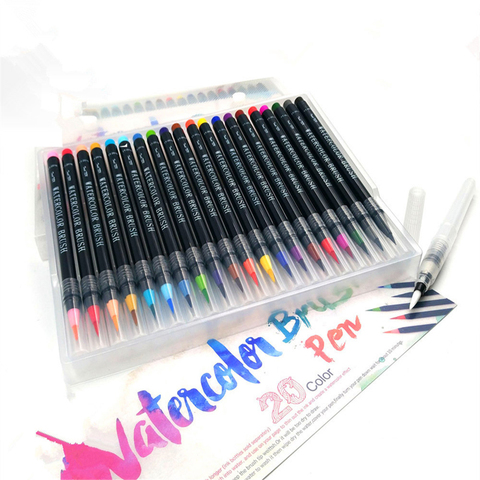 20 Color Watercolor Painting Markers Pen Premium Soft Brush Pen Set Coloring Books Manga Comic Calligraphy Art Marker ► Photo 1/6