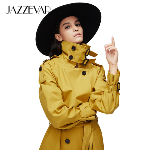 JAZZEVAR 2022 New arrival autumn top trench coat women double breasted long outerwear for lady high quality overcoat women 9003 ► Photo 1/6