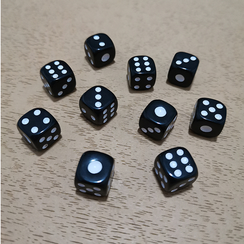10PCS/Lot Black Dice Set Drinking Dice 10MM Acrylic Small Dyses Party Playing Cubes KTV Entertainment Game Digital Dices ► Photo 1/6