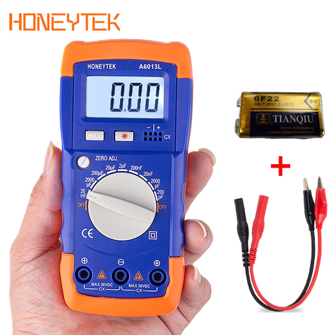 HONEYTEK A6013L Handheld Digital Capacitance Meter  Electronic capacitor meter Tester  capacitor checker Diagnostic-tool ► Photo 1/6