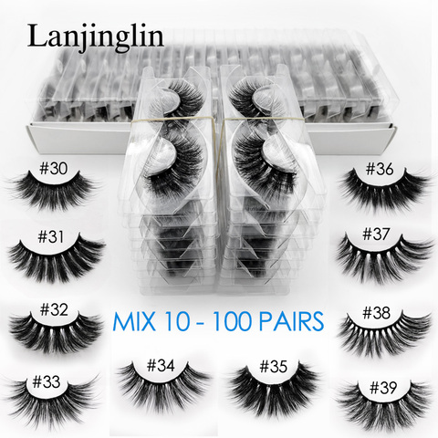 wholesale 3d mink false eyelashes 10/20/30/40/50/100 pairs fluffy wispy fake lashes natural long makeup lash extension in bulk ► Photo 1/6