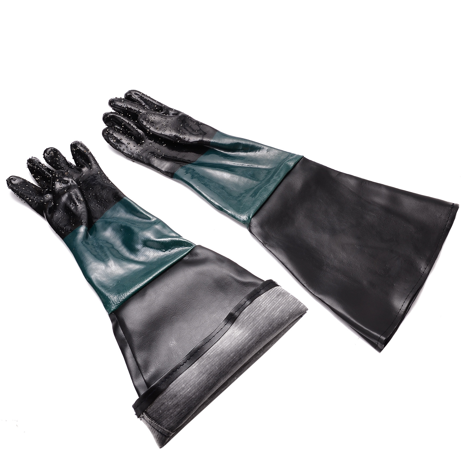 Pair Heavy Duty Rubber Sand Blasting Gloves Cabinet Parts Safety Gloves 