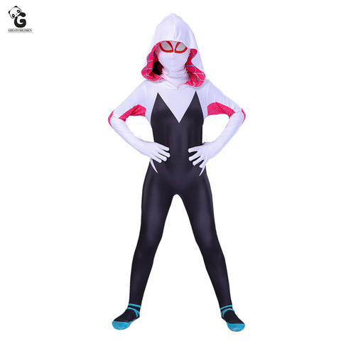 Gwen Spider Stacy Costume Kids Gwen Cosplay Girls Venom Jumpsuits Carnival Halloween Costumes for Kids Zentai Bodysuit ► Photo 1/6