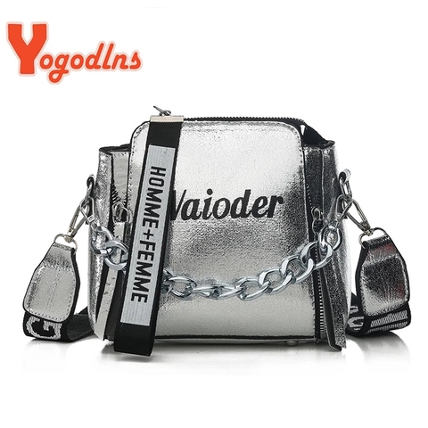 Yogodlns Fashion Tide Ladies Letter Handbags Wide Strap Chains Shoulder Bag Women Crossbody Bags Bolsa 2022 Girls Small Purse ► Photo 1/6