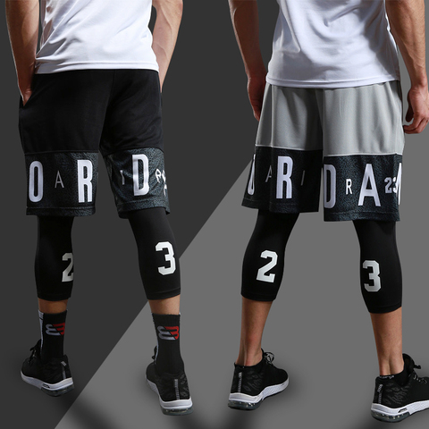 Men Running Compression Sweatpants Gym Jogging Leggings Basketball Football Shorts Fitness Tight Pants Outdoor Sport Clothes Set ► Photo 1/6