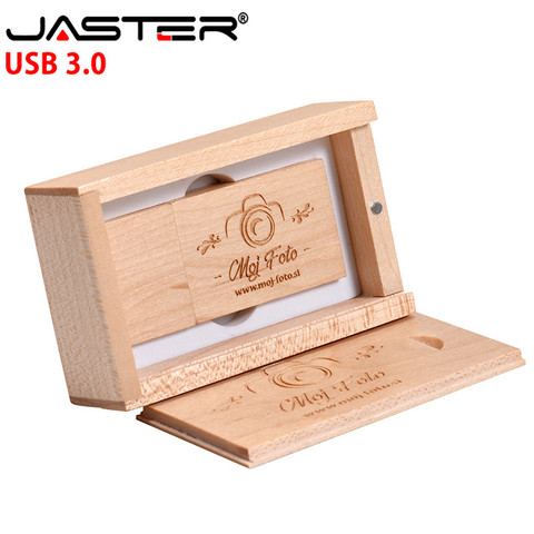 JASTER promotion USB 3.0 External Storage (free custom logo) creative wooden usb+box thumb drive 4GB/8GB/16GB/32GB/64GB ► Photo 1/6