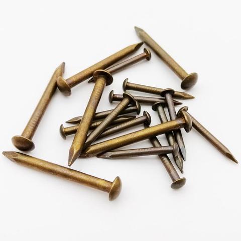 10/100pcs Antique Brass Bronze Pure Copper Small Mini Round Head Nail Diameter=1.2-2.8mm length= 8–50mm for Furniture Hinge Drum ► Photo 1/6