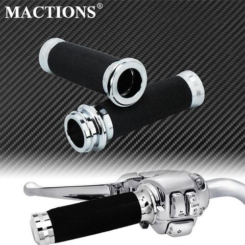 25mm Motorcycle 1'' Electronic Hand Grips Handle Bar Chrome For Harley Dyna Softail Fat Boy Touring Road King Street Glide CVO ► Photo 1/6