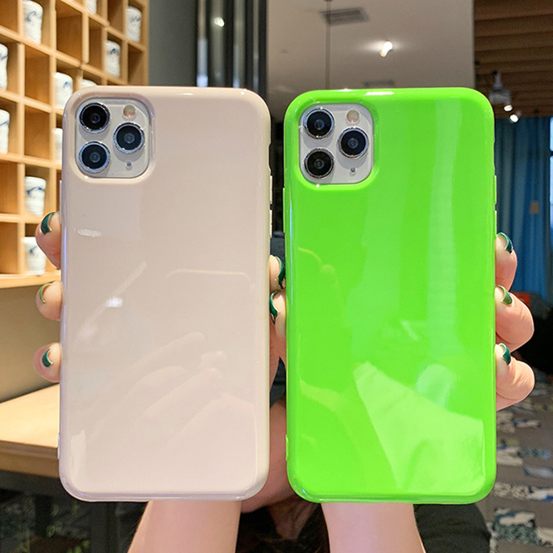 Buy Online Lovecom Fluorescent Green Solid Color Phone Case For Iphone 12 Mini 11 Pro Max Xr X Xs Max 7 8 Plus Case Soft Glossy Back Cover Alitools