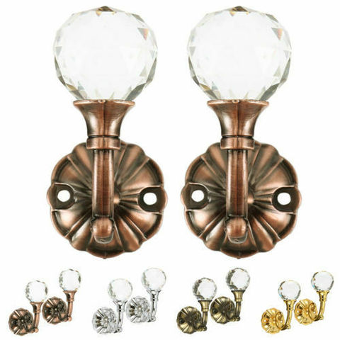 2x Metal Crystal Ball Curtain Tie Backs Door Wall Tassel Hooks Holder Hanger US ► Photo 1/6