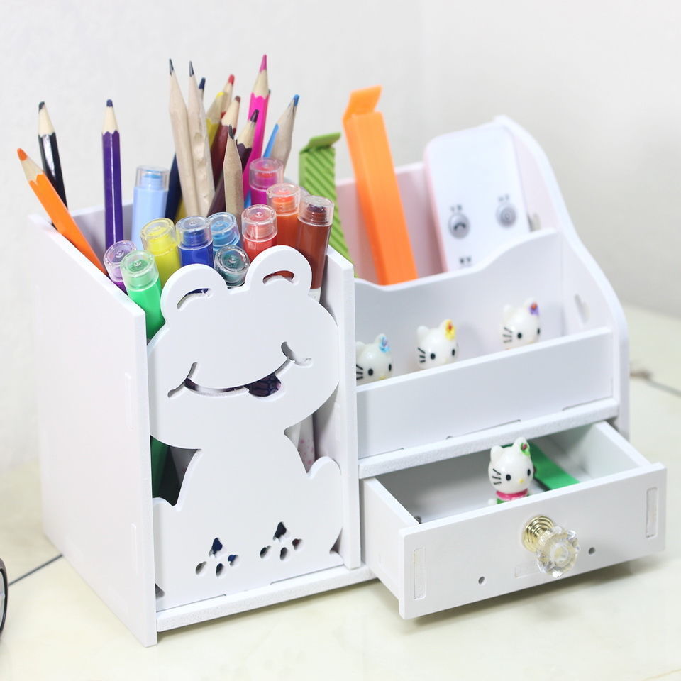 Details about   Table top Storage Organizer pen remote holder Stationery drawer Christmas gift 