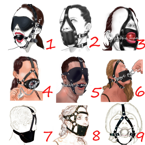 Leather Head Face Mask Mouth Gag,BDSM Bondage Silicone Gag Ball ,Harness Strap Blindfold, Sex Toys For Couples ► Photo 1/6