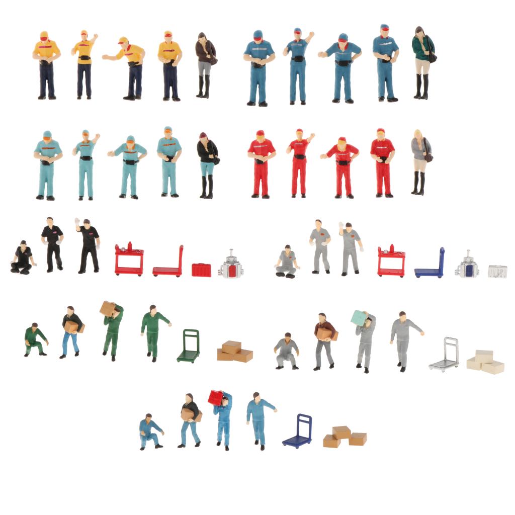1:64 Scale Worker Figure People Scenario Model Chirldren Toys DIY Accessory Blue 